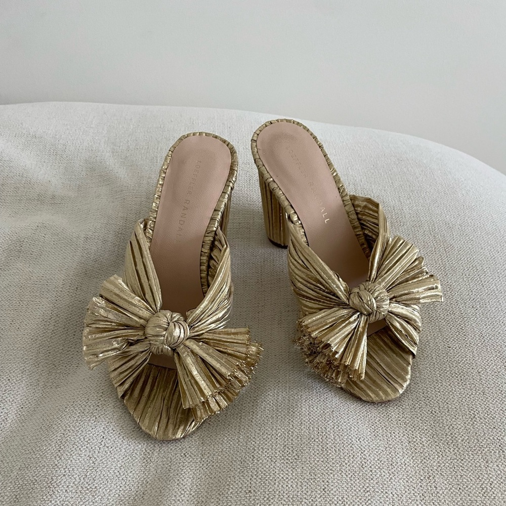 Loeffler Randall gold Penny heels 6.5